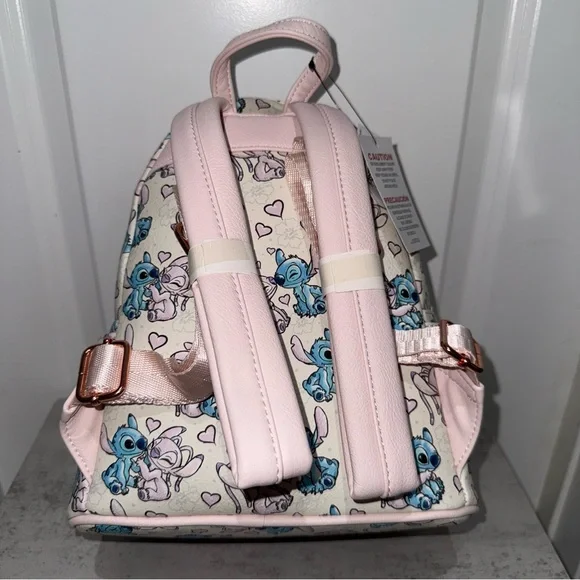 Disney Parks Loungefly Valentines Stitch & Angel Hearts Backpack - Picture 3 of 6